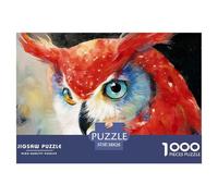 Vibrant Oil Painting Depicting A Red Owl 1000 Stück Stabiler Karton Puzzle Owl Face Lebendige Bilder Kreatives Spiel Puzzles Für Erwachsene Und Kinder 38x26cm/1000pcs