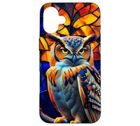 Vibrant Owl Design Cover in Firelight Hues Carcasa para iPhone 16 Plus