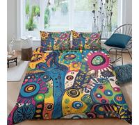Vibrant Psychedelic Style Funda de Edredón Microfibra 3 Piezas Compuesto Impresión 3D Cierre de Vibrant Psychedelic Estilo Funda Edredon Fundas de Almohada Transpirable for niños Single（140x200cm）
