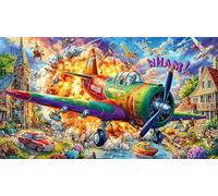 Vibrant-Pueblo Junto al río con montañas Rompecabezas de 1000 Piezas para Adultos - Cartón Reciclado para Decoración 38x26cm/1000pcs