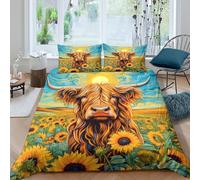 Vibrant Sunflower Field Art Funda Edredon Juego de Ropa de Cama de 3 Piezas Impresión 3D Cierre de Vibrant Sunflower Field Arte Funda de Edredón Funda de Almohada a Juego for niña King（220x240cm）