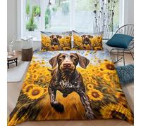 Vibrant Sunflower Style Funda Edredon Juego de Ropa de Cama de 3 Piezas Impresión 3D Cierre de Vibrant Sunflower Estilo Funda de Edredón Funda de Almohada a Juego Suave for Ancianos King（220x240cm）