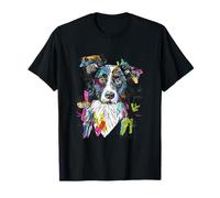Vibrante Abstracto Border Collie Perro Arte Boceto Camiseta
