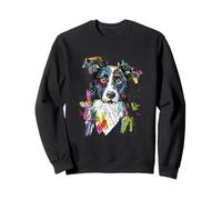Vibrante Abstracto Border Collie Perro Arte Boceto Sudadera
