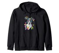 Vibrante Abstracto Border Collie Perro Arte Boceto Sudadera con Capucha