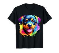 Vibrante Acuarela Rottweiler Puppy Dog Splash Art Camiseta