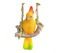 Vibrante adorno de columpio de loro de resina, perfecto para mejorar la decoración de jardín e interiores con encantadora figura de pájaro (amarillo)