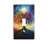 Vibrante árbol de la vida, placas de cubierta para interruptor de luz/cubiertas de toma, diseño colorido de naturaleza cósmica para decoración del hogar, placas de pared termoplásticas, tamaño