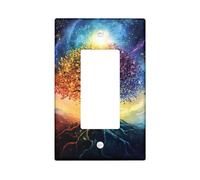 Vibrante árbol de la vida, placas de cubierta para interruptor de luz/cubiertas de toma, diseño colorido de naturaleza cósmica para decoración del hogar, placas de pared termoplásticas, balancín