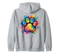 Vibrante Arte de Huellas arcoíris para Amantes de los Animales Sudadera con Capucha