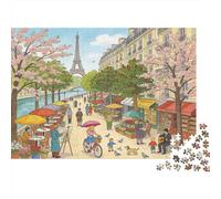 Vibrante Boulevard de la Primavera de París Puzzle De Madera Impermeable Puzzles De 1000 Piezas para Adultos Desafiante Y Estimulante Rompecabezas para Juegos Desafiantes