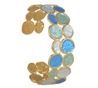 Vibrante brazalete de acero ajustable con forma de gota de aceite, joyería unisex ligera para uso casual y formal, declaración de artesanía de aceite por goteo, フリーサイズ