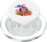 Vibrante Colorido delfín Pop Art Tropical diseño Floral PopSockets PopGrip para MagSafe