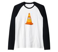 Vibrante Cono de tráfico con Gran Cara Sonriente Camiseta Manga Raglan