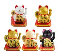 Vibrante decoración solar de gato de la fortuna de 2 5 pulgadas, mejora la atmósfera de tu hogar u oficina (oro brillante)