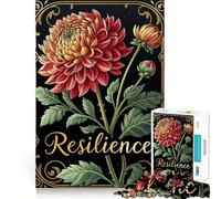 Vibrante diseño floral de dalias en un marco dorado Rompecabezas de 1000 piezas para adolescentes Juego de concentración mental Corte de precisión con bordes lisos Juego ideal para rellenar calcetines