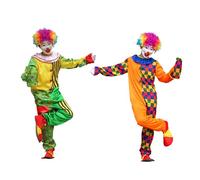 Vibrante disfraz de payaso para hombre adulto, traje completo de Halloween y actuaciones escénicas con accesorios, traje de payaso duradero para cosplay, fiestas temáticas, comedia