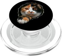 Vibrante Gato calicó Tricolor Mirando a través PopSockets PopGrip para MagSafe