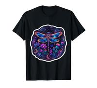 Vibrante libélula Floral jardín mágico Arte estético Camiseta gráfica económica