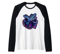 Vibrante libélula Floral jardín mágico Arte estético Camiseta Manga Raglan