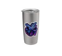 Vibrante libélula floral jardín mágico arte estético Vaso térmico de acero inoxidable de doble pared