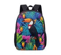Vibrante mochila de 17 pulgadas con pajarita roja de tucán tropical para niños, escuela, viajes, laptop, patrón de frutas exóticas florales, 01., L, Minimalista
