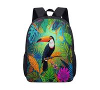 Vibrante mochila de 17 pulgadas con pajarita roja de tucán tropical para niños, escuela, viajes, laptop, patrón de frutas exóticas florales, 03., L, Minimalista