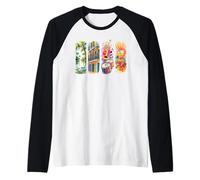 Vibrante Nueva Orleans NOLA Jazz Crawfish Bayou Art Camiseta Manga Raglan