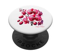 Vibrante Orquídea Roja Rosa Elegancia Formas Mania PopSockets PopGrip Adhesivo