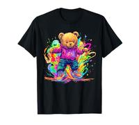 Vibrante Oso con Capucha Splash Paint Explosion Camiseta