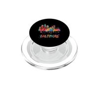 Vibrante Paisaje Urbano de la Acuarela del Horizonte de Baltim PopSockets PopGrip para MagSafe