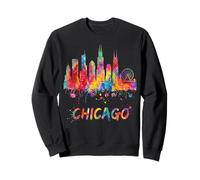 Vibrante Paisaje Urbano Paisaje de Chicago Arte de Acuarela Sudadera