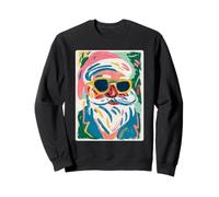 Vibrante Papá Noel en Gafas de Sol Arte de Pinceladas navideñas Sudadera