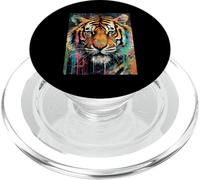Vibrante Pintura Abstracta Salpicadura Tigre Cara Arte PopSockets PopGrip para MagSafe