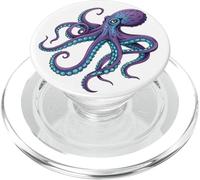 Vibrante pulpo morado y azul arte oceánico PopSockets PopGrip para MagSafe