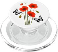 Vibrante Ramo de Amapolas Rojas con Formas de Mariposas Mania PopSockets PopGrip para MagSafe