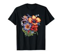 Vibrante Ramo de hibiscos Tropicales y Flores Silvestres Camiseta