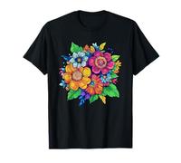 Vibrante Ramo Floral con Hojas botánico primaveral Camiseta