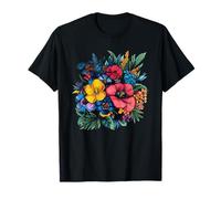 Vibrante Ramo Tropical de Hibisco con Flores de jardín Camiseta