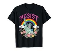 Vibrante Resist Lady Liberty Rainbow Floral Graphic Camiseta