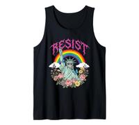 Vibrante Resist Lady Liberty Rainbow Floral Graphic Camiseta sin Mangas