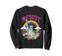 Vibrante Resist Lady Liberty Rainbow Floral Graphic Sudadera