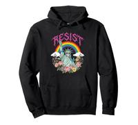 Vibrante Resist Lady Liberty Rainbow Floral Graphic Sudadera con Capucha