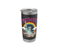 Vibrante Resist Lady Liberty Rainbow Floral Graphic Vaso térmico de acero inoxidable de doble pared