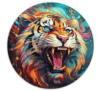 Vibrante Rugido del Tigre - Estilo de Arte Digital 1000 Piezas Puzzle Juegos Creativos Rompecabezas Redondo Presión Reducida Juguetes Familiar Puzzle Difícil 1000pcs (67.5x67.5cm)