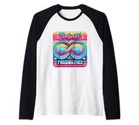 Vibrante símbolo de Infinito Retro Ilimitado diseño potencial Camiseta Manga Raglan