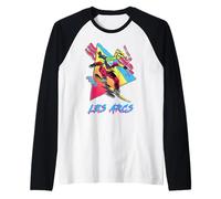 Vibrante Snowboarder en Les Arcs Design Camiseta Manga Raglan