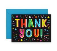 Vibrante tarjeta de agradecimiento - Letras atrevidas y garabatos - Saludo de gratitud para profesores, amigos, colegas, vecinos, hijos, hijas, hermanos, hermanas, mejores amigas, mujeres y hombres
