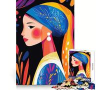 Vibrante visión fauvista de La Joven de la Perla Rompecabezas de 1000 Piezas para Adultos Ideal para Relajarse y concentrarse Corte Suave Un Regalo Encantador (50x75cm)