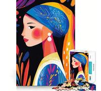 Vibrante visión fauvista de La Joven de la Perla Rompecabezas de 1000 Piezas para Adultos Juego de Memoria Cerebral Encaje Huecos Actividad Relajante para un Descanso Mental (50x75cm)